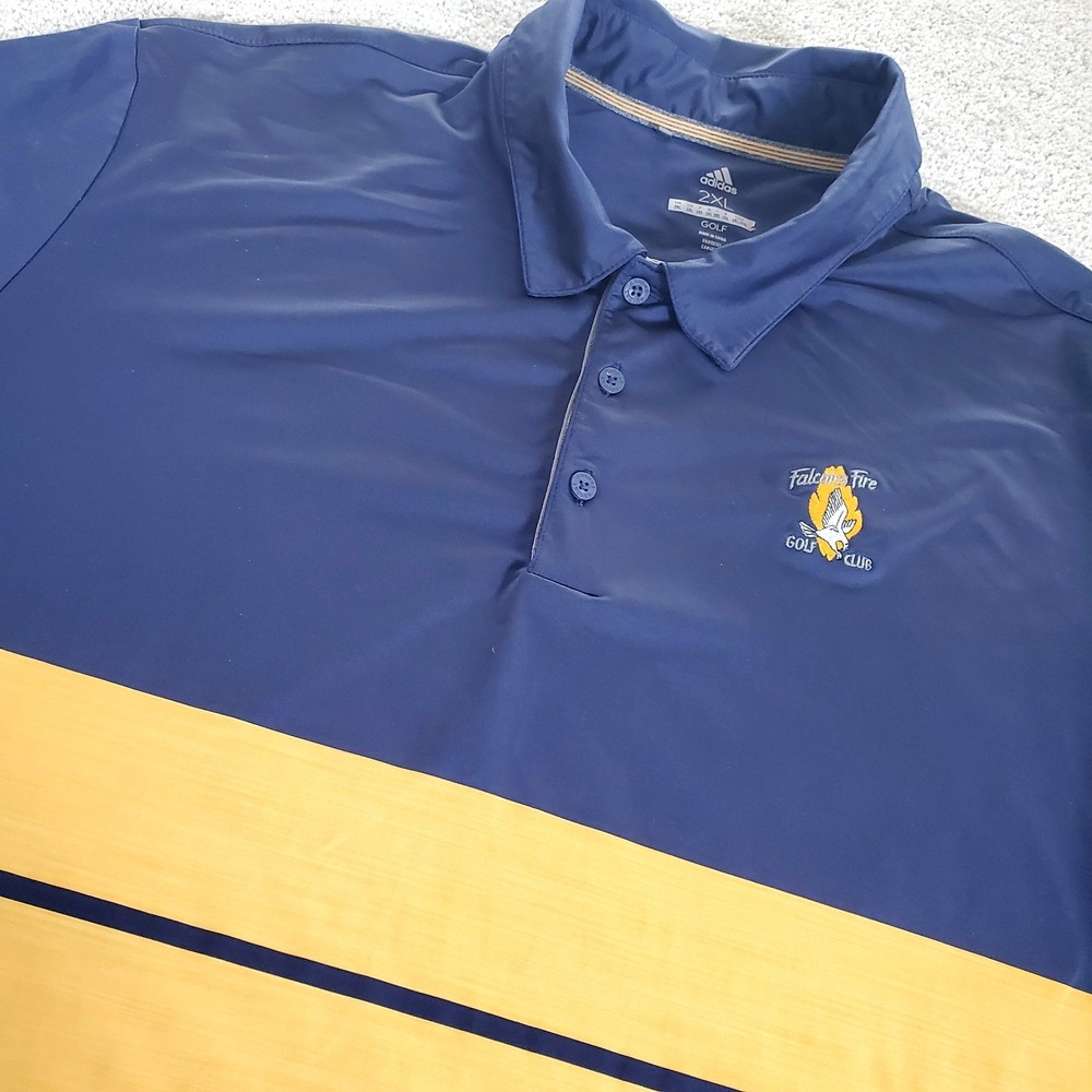 Adidas Golf Men's Polo Shirt 2XL Blue  Orange Falcon's Fire Golf Logo SEE CONDTN